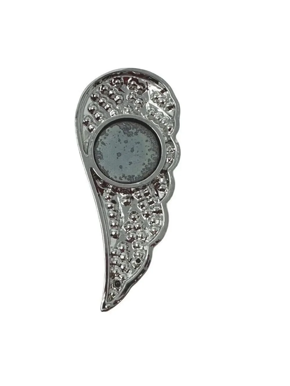 Angel Wing Rhinestone Brooch Pin Magnetic In Silver Tone Metal 2.5 Inch